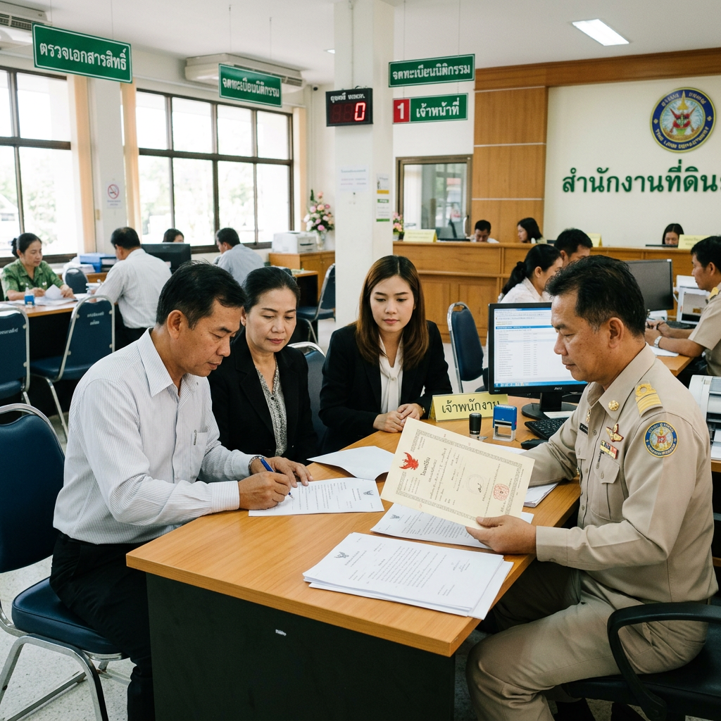 ทำนิติกรรมต่อหน้าเจ้าพนักงานที่ดิน ณ สำนักงานที่ดิน พร้อมตรวจสอบเอกสารสิทธิ์ได้